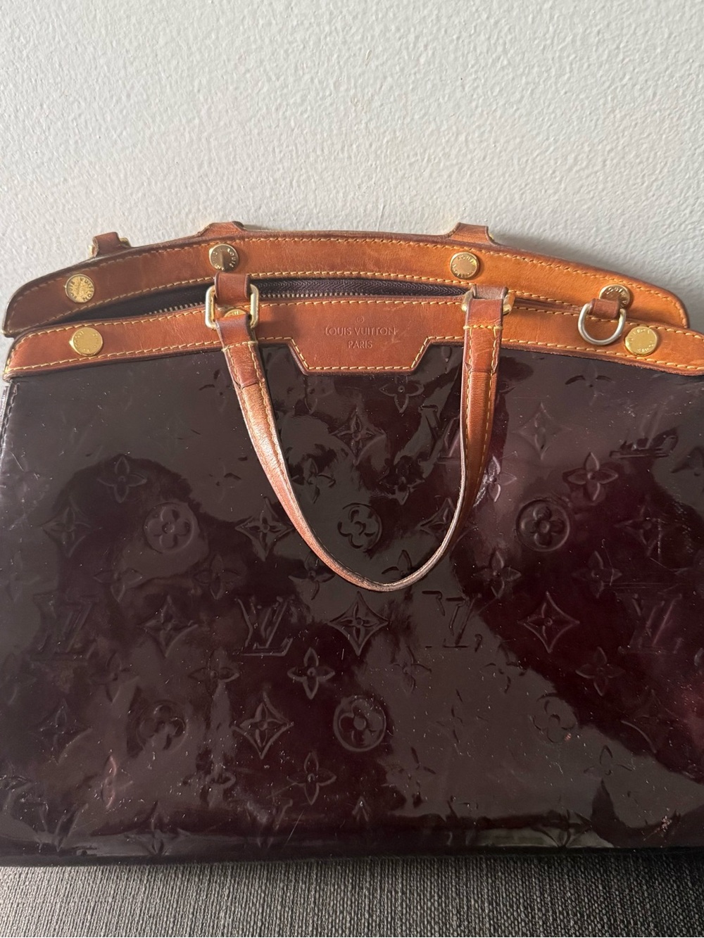 Louis Vuitton Brea MM Amarante Monogram Vernis Handbag